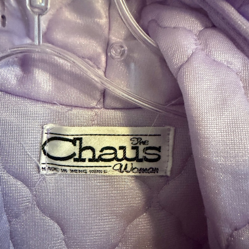 Vintage The Chaus Woman Violet Robe with ruffle details pockets original belt M - Picture 6 of 8